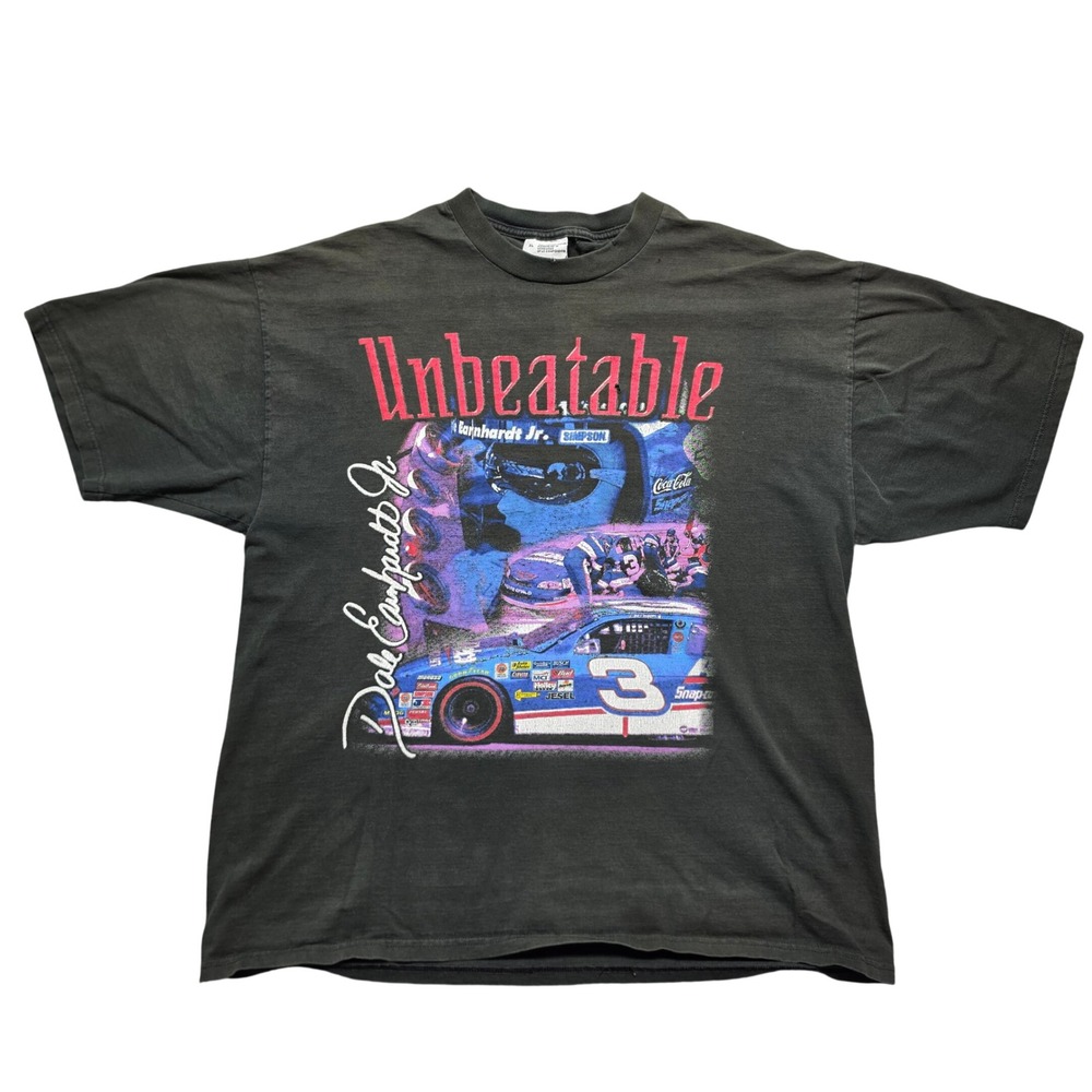 Vintage Y2K Distressed Tee Mens XL Black Dale Earnhardt Jr Unbeatable NASCAR